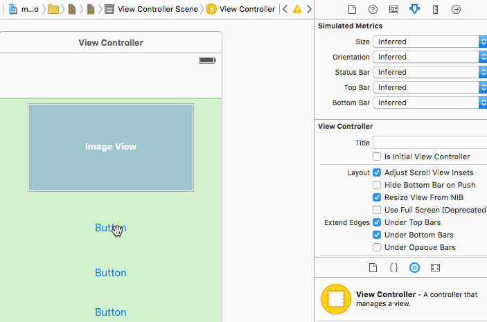 Story board change buttons